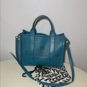 Marc Jacobs Teal Leather Medium Tote Bag